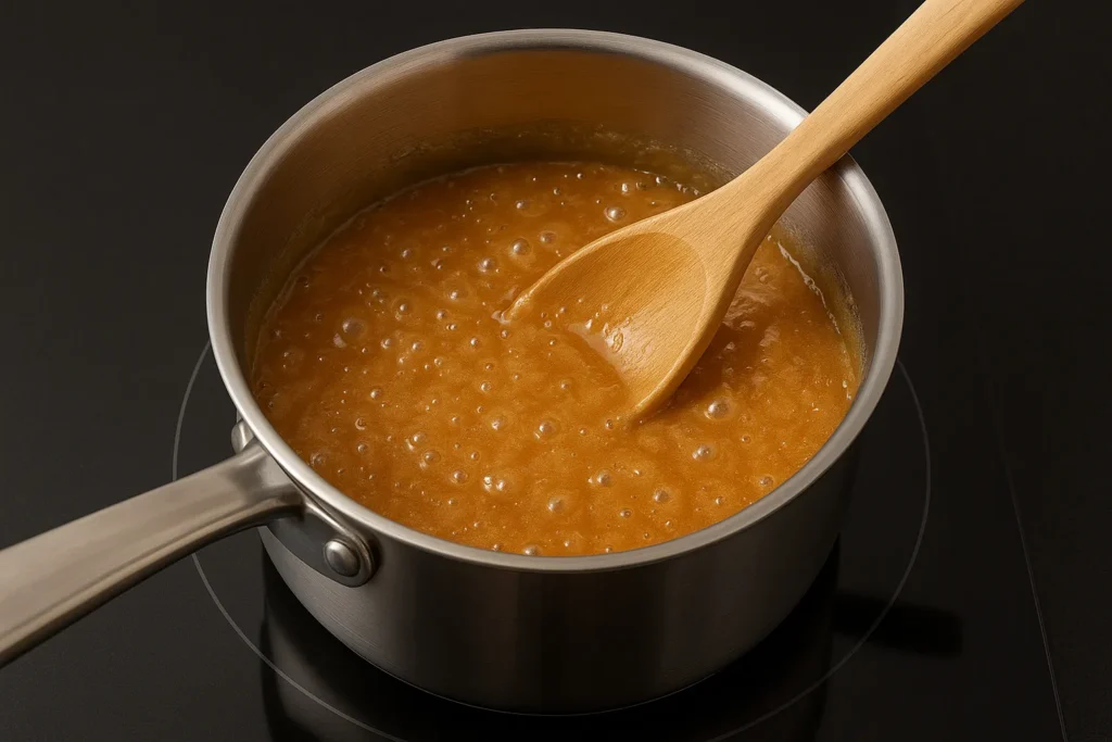 Christmas Crack 
Butter and brown sugar bubbling in a saucepan to create the toffee layer for Christmas Crack