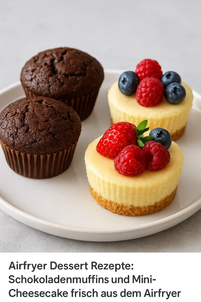 „Airfryer Dessert Rezepte: Schokoladenmuffins und Mini-Cheesecake frisch aus dem Airfryer“