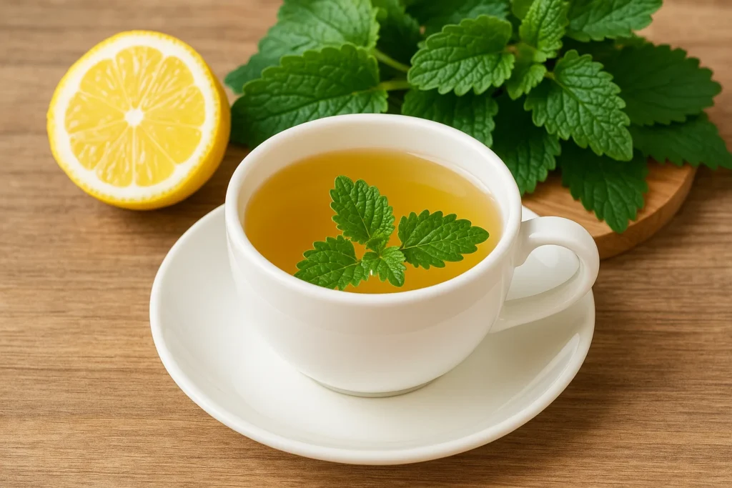 Comfortable stomach illustration with herbs that support digestion and reduce bloating